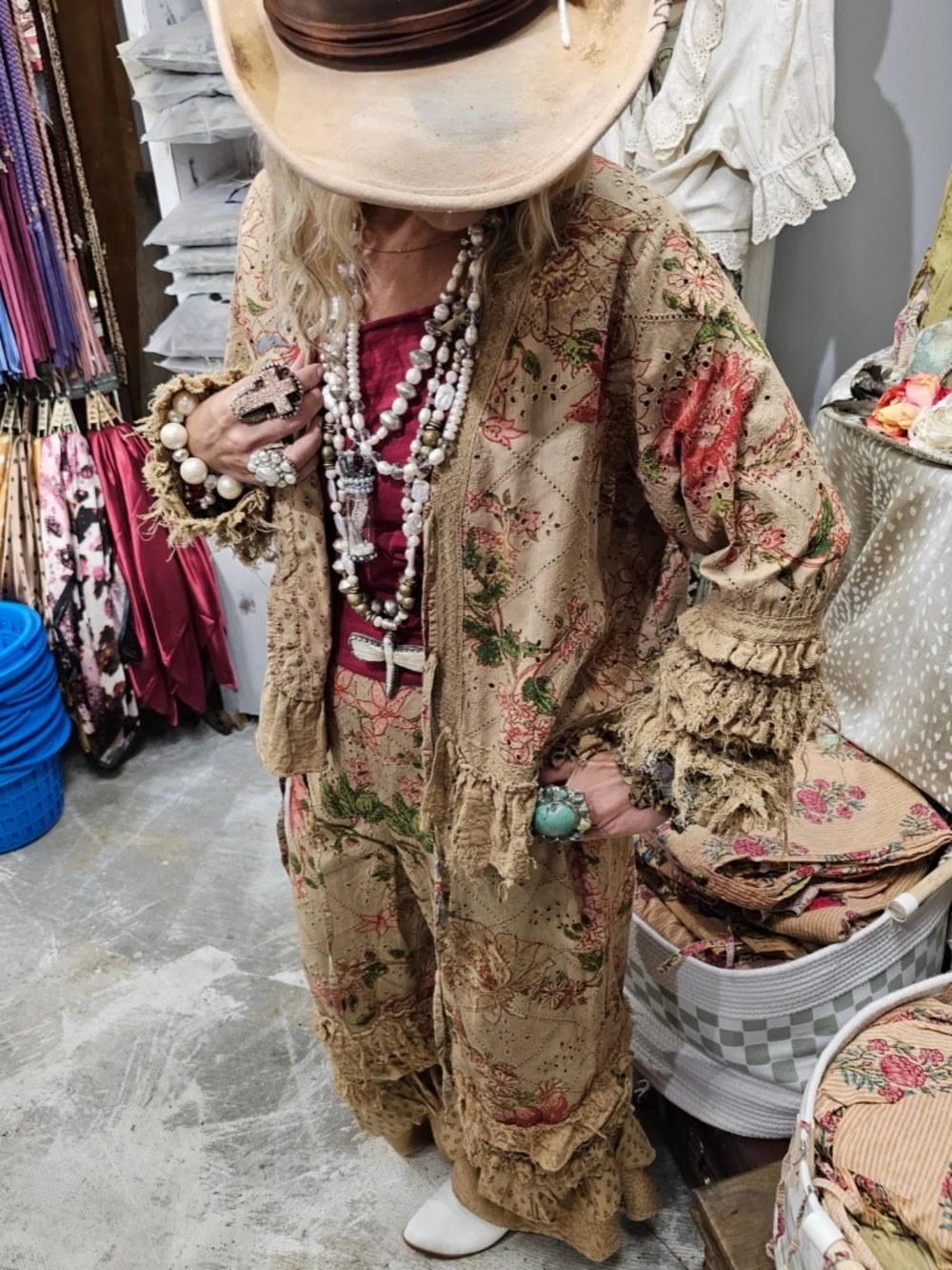 🎉 A RARE BIRD “ TATTERED FLOWER” A RARE BIRD HAND MADE TATTERED FLOWER PANTS